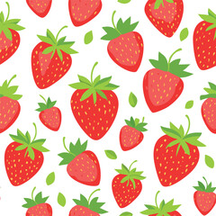 Fresh strawberry fruit seamless pattern