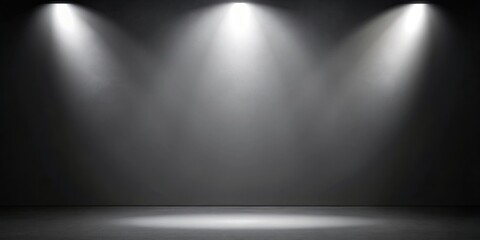 Fototapeta premium Empty floor backdrop black room studio with gray gradient spotlight backdrop for product displays, studio, black, room, empty