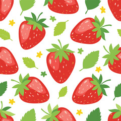 Fresh strawberry fruit seamless pattern