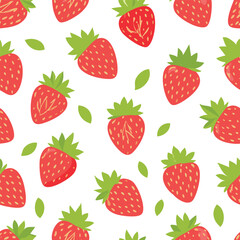 Fresh strawberry fruit seamless pattern
