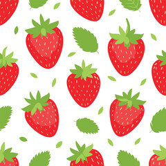 Fresh strawberry fruit seamless pattern