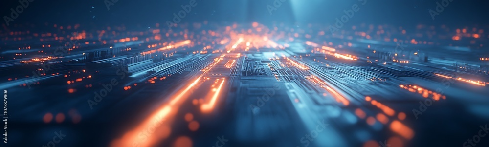 Aufkleber abstract representation of a digital circuit board with glowing lines, symbolizing technology, innov