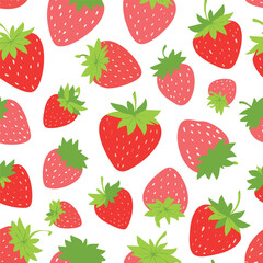 Fresh strawberry fruit seamless pattern