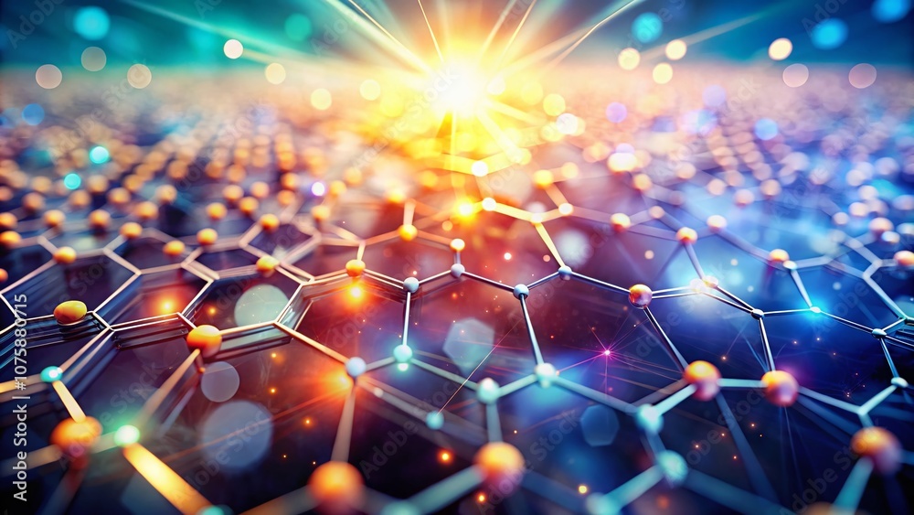Poster futuristic abstract backdrop with hexagons and linking dots on a clean white background, showcasing 