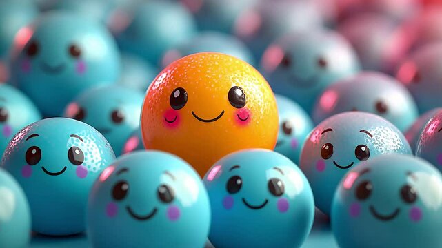  Happy emoji in the middle of a crowd of blue ones A