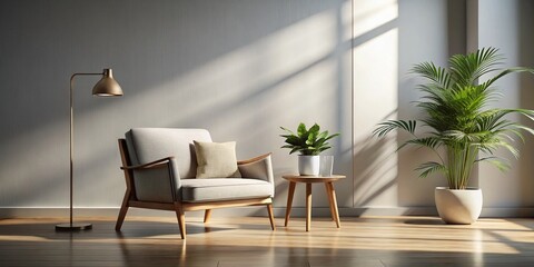 Isometric Chair Design in Modern Minimalist Interior: A Stylish and Functional Furniture Piece Captured in a Balanced Composition Using the Rule of Thirds for Maximum Visual Appeal