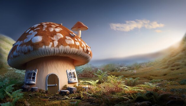 amanita muscaria fly mushroom with beautiful blue aky
