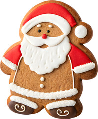 Smiling gingerbread man decorated with sweet frosting details.
