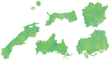 Fototapeta premium 中国地方 県 イラストセット