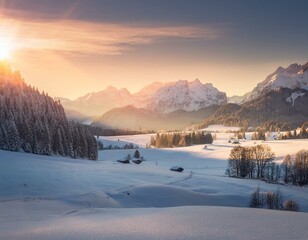 Dawn Light on Snowy Landscape