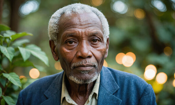 A man with a beard and gray hair is wearing a blue jacket and a white shirt