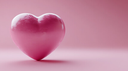 Obraz premium A glossy pink heart on a soft pink background representing love and affection in a serene setting