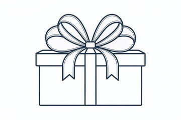 Minimalist Line Art Illustration of a Gift Box Tied with a Ribbon Ideal for Modern Design Projects and Creative Marketing Materials