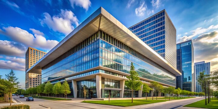 Modern Architectural Photography of the CEMEX Houston Office Building Featuring Innovative Design, Urban Landscape, and Sustainable Construction Elements