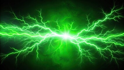 Obraz premium Bright green lightning bolt showcasing energy and dynamic motion, electric, lightning, energy, power, green