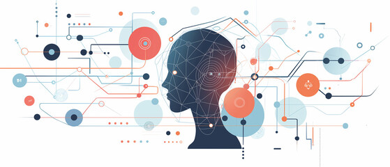 Obraz premium Abstract Human Silhouette with Network Connections