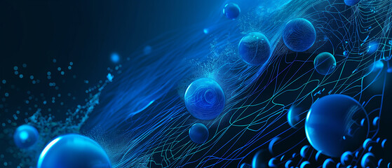Abstract Blue Spheres Connected by Lines
