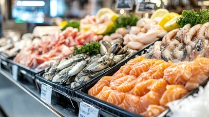 Obraz premium Fresh Seafood Display at a Market