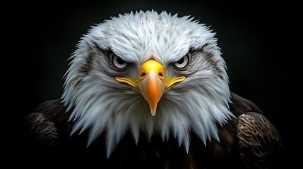 Obraz premium A close-up of a fierce-looking eagle with intense eyes and detailed feathers.