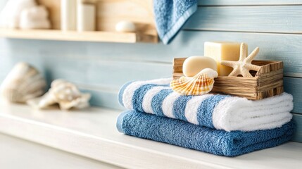 Coastal Themed Bathroom Accessories with Blue Tones