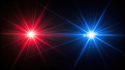 Obraz premium Real red and blue optical lens flare on black background, lens flare, optical, red, blue, vivid, vibrant