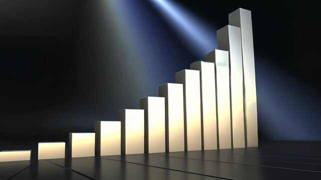 Growth chart with golden bars on a black background B