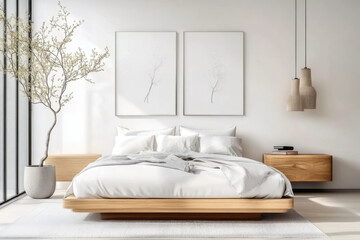 White Bedroom style Scandinavian interior design of modern
