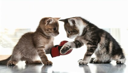 Fototapeta premium two kittens playing with a ball