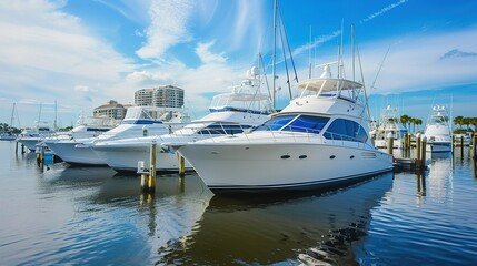 Obraz premium Docked Vessels: A Glimpse into Marina Life