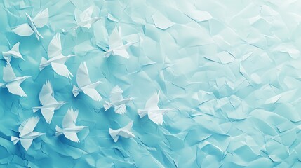Obraz premium Create stunning paper birds in serene blue background
