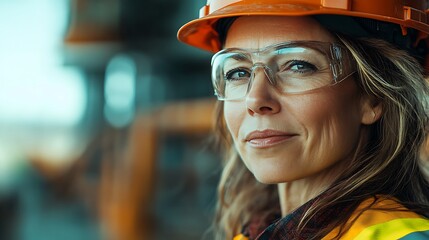 Confident female engineer champions safety and innovation in industry
