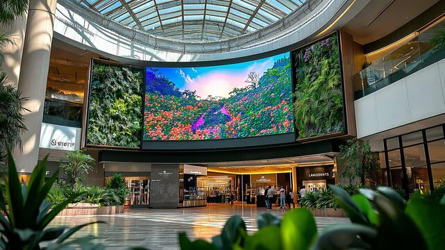 Giant digital signage screen in a mall