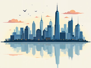 Obraz premium Generated illustration of a modern city cityscape.