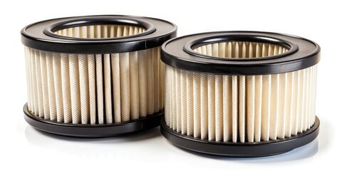 Macro Photography of Air Filters: Silent Sentinels Against Dust and Pollutants on White Background for Clean Indoor Air Quality Awareness