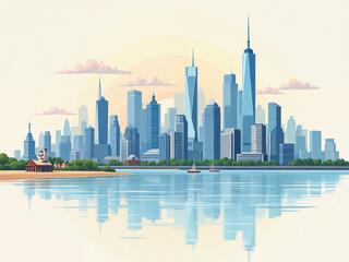 Fototapeta premium Generated illustration of a modern city cityscape.