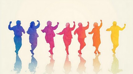 People celebrate movement through colorful dance poses