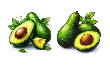 A vector illustration clipart style. Avocado Vector.