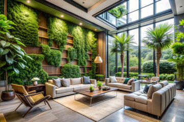 Obraz premium Luxury Living Room with Indoor Garden