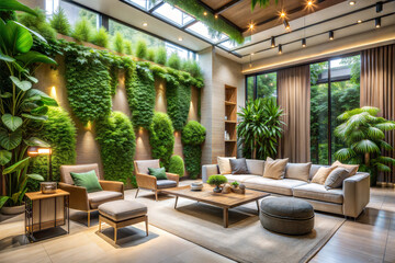 Fototapeta premium Luxury Living Room with Indoor Garden