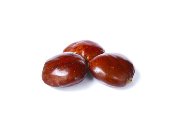 Dogfruit (Archidendron pauciflorum) an Indonesia commonly called djenkol, jengkol or jering isolated on white background. Food Ingredients