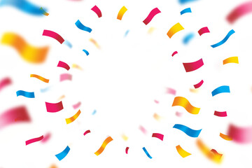 Colorful confetti streamer isolated on transparent background for party and celebration design. Banner design for fun events.