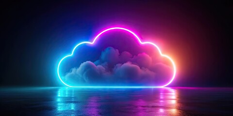 Neon illuminated abstract cloud in render, abstract, cloud, neon, illuminated,render, vibrant, colors, atmosphere