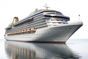 Exquisite Detailed Illustration of a Large Luxury Commercial Cruise Ship Liner Isolated on a White Background for Stock Photo Collection