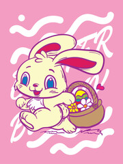 easter bunny pop art easter background vector design
