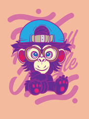 kids ape pop art easter background vector design
