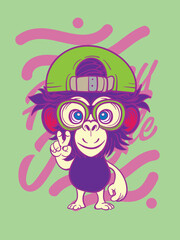 kids ape pop art easter background vector design
