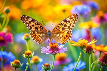 Obraz premium a butterfly is sitting on a purple flower