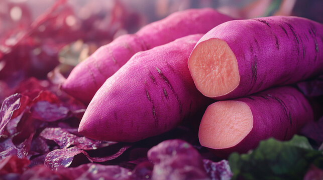 Fresh raw sweet potatoes