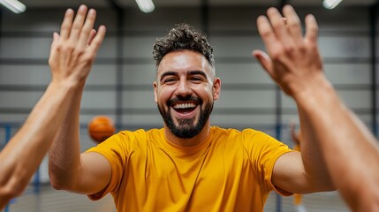 Celebrating a basketball victory with joy and enthusiasm
