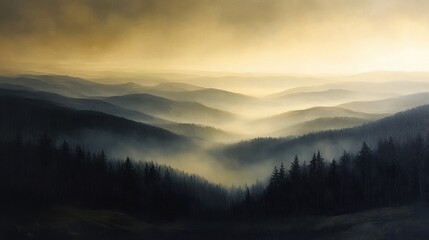 Obraz premium Misty Mountain Sunrise